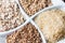 Raw cereals,buckwheat, oats, pearl barley, white rice