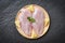 Raw chicken breast with herbs and on plate - uncooked chicken meat marinated with lemon for cooking