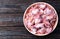 Raw chicken giblets gizzard ( stomach ) , meat background