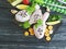 Raw chicken legs, parsley, freshness spices recipe preparation board wooden background
