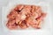 Raw chicken meat portions. A wonderful marinated in white wine with spices rooster.