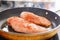 Raw chicken steaks fried in a pan