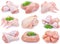 Raw chicken on white background