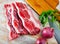 Raw churrasco, thin slices of beef meat
