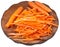 Raw cleaned and strips sliced carrots on board