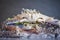 Raw crab on ice with on the dark background - fresh crab for cooked food at restaurant or seafood market , Blue swimming crab