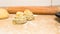 raw cruffins before baking in the oven. puff pastry croissant similar to a muffin rolled into a roll. modern baking. close-up,