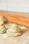 Raw cruffins before baking in the oven. puff pastry similar to a muffin with poppy seeds, rolled into a roll. modern baking. close