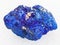 raw crystalline Azurite stone on white marble