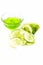 Raw cucumber along with some aloe vera gel well mixed in a glass bowl isolated on white entire ingredients.Used to rejuvenate your