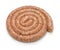 Raw cumberland sausage, spiral pork sausage