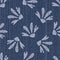 Raw Denim Blue Chambray Texture Background with Printed White Daisy. Indigo Stonewash Seamless Pattern. Close Up Textile Weave for