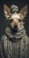 Raw And Edgy Chiaroscuro Portrait Of Dog In Knitted Scarf