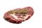 Raw entrecote steak isolated on white background