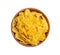 Raw Farfalle Pasta Isolated, Yellow Dry Noodles, Wheat Bow Macaroni, Uncooked Farfalle in Wood Bowl