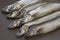 Raw fish capelin on the table