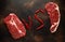 Raw fresh braising and sirloin beef steak butcher`s cut ready to cook