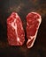 Raw fresh braising and sirloin beef steak butcher`s cut ready to cook