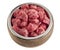 Raw fresh diced beef pet food for dogs and cats