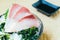 Raw with fresh hamachi meat fish sashimi