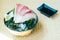 Raw with fresh hamachi meat fish sashimi