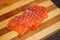 Raw and fresh salmon meat