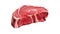 Raw fresh steak on white isolated background. Angled view