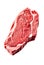 Raw fresh steak on white isolated background. Top view