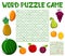 Raw fruits, word search puzzle game worksheet
