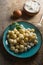 Raw gnocchi, typical Italian made of potato, flour and egg dish.