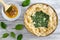 Raw greek spinach feta cheese pie