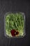 Raw healthy microgreen in a transparent box