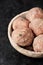 Raw homemade meatballs