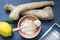 Raw horseradish and spices abstract still life