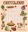 Raw isolated vegetable sketches crossword puzzle