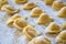 Raw italian cappelletti, fresh homemade pasta