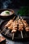 Raw Japanese grilled chicken cartilage skewers