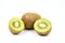 Raw Kiwifruit isolated on white. Ripe, fruit.