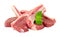 Raw Lamb Cutlets With Mint Leaf Garnish