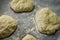 Raw little focaccia dough balls ready to be backed. Traditional Italian Focaccia homemade flat bread