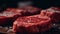 Raw Marbled sirloin Beef Steaks On Wooden Cutting Board. Sirloin Beef Steaks, Overhead View. AI generated