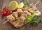 Raw marinated pork kebab meat