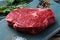 Raw meat beef steak on green rustic table