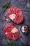 Raw meat osso buco with spices