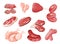 Raw meat red lamb cow cartoon vector stock piece beef steak drawing illustration