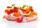 Raw meat, vegetables mix for teppanyaki isolated