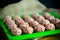 Raw meatballs from beef and pork with carrots and rice