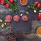 Raw meatballs and ingredients