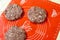 Raw Minced Meat On Black Vintage Background. Fresh Ground Beef Isolated On Black Background. Uncooked Minced Mixed Beef And Pork