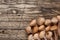 Raw mushrooms agaric honey on a wooden table. Copy space